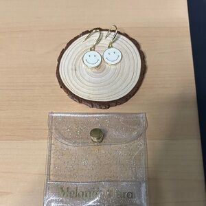 Melanie Clara Gold and White Smiley Earrings